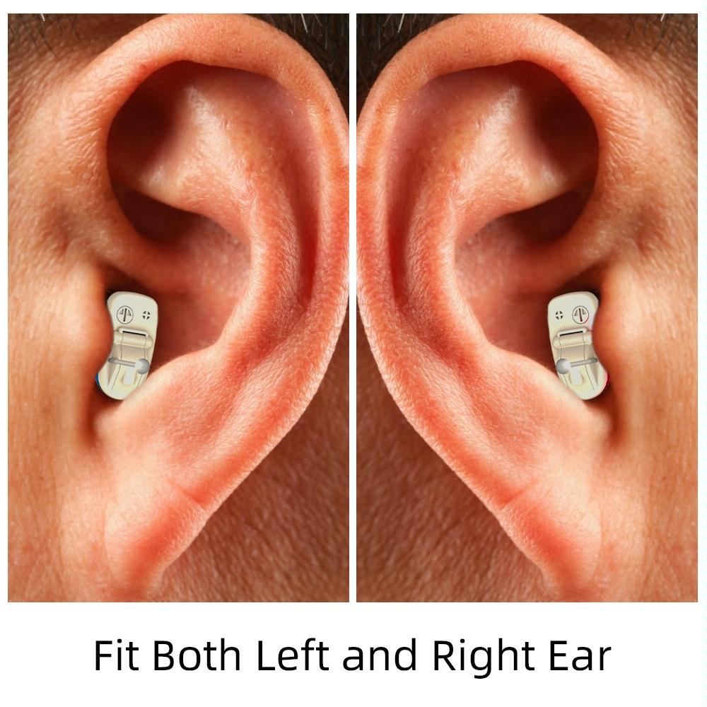 In Ear Hearing Aid For Elderly & Hearing Impaired - Black Right Ear