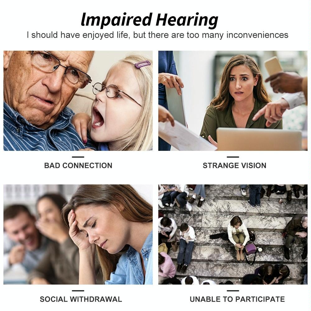 In Ear Hearing Aid For Elderly & Hearing Impaired - Black Right Ear