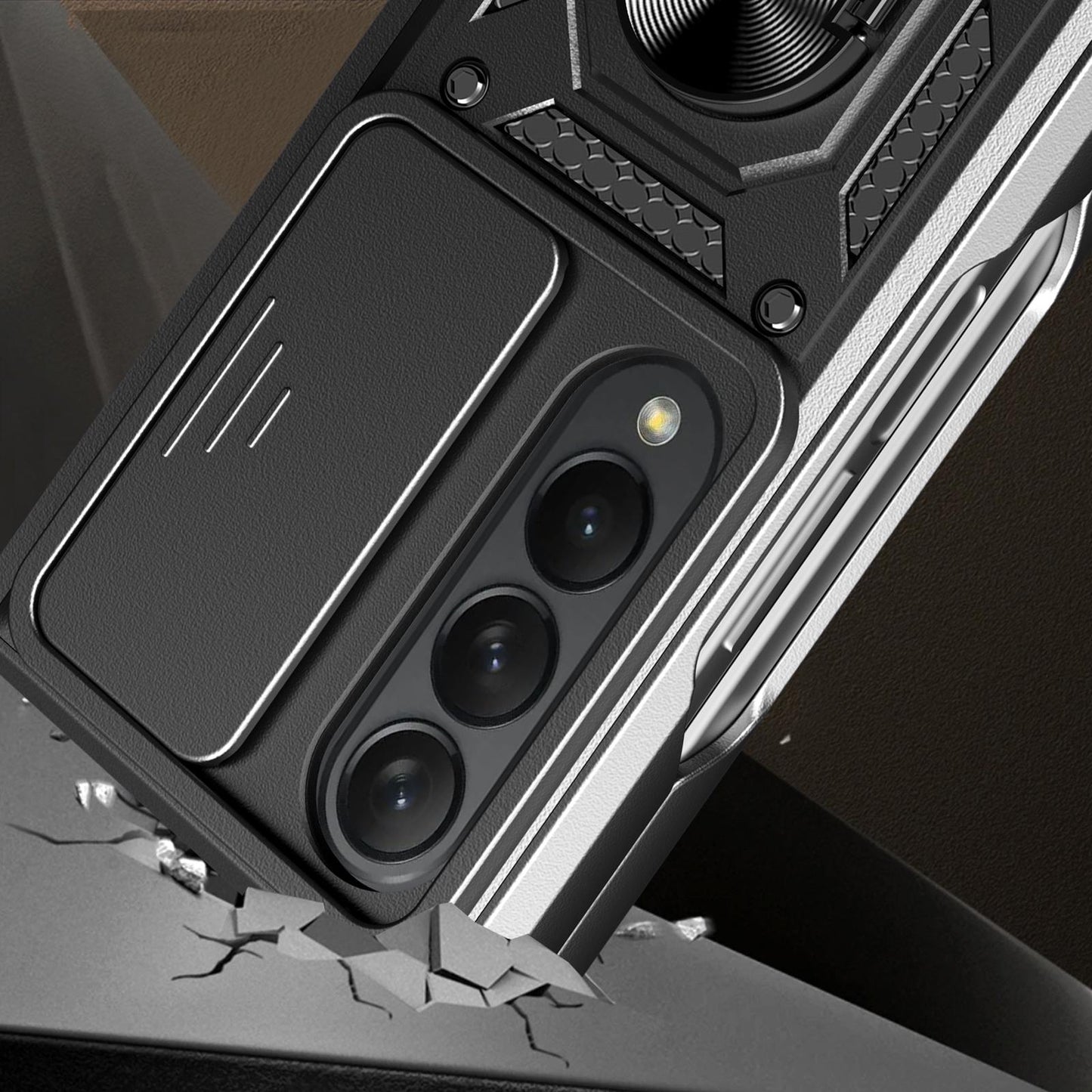 For Samsung Galaxy Z Fold4 5G Tpu Pc Case With Sliding Camera Cover - Blue