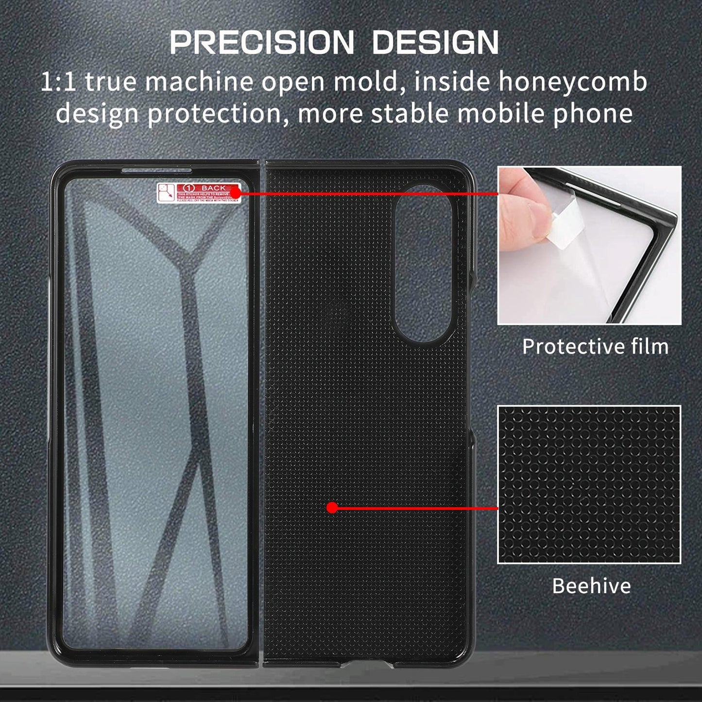 For Samsung Galaxy Z Fold4 5G Leather Folding Phone Case - Grey