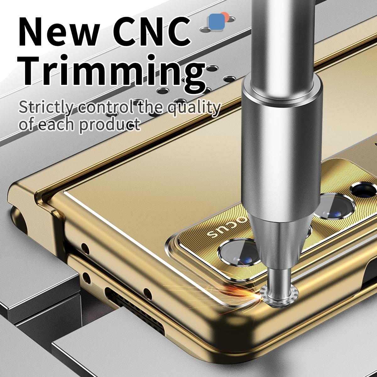 For Samsung Galaxy Z Fold4 5G Shockproof Aluminum Double Hinge Case - Silver Gold