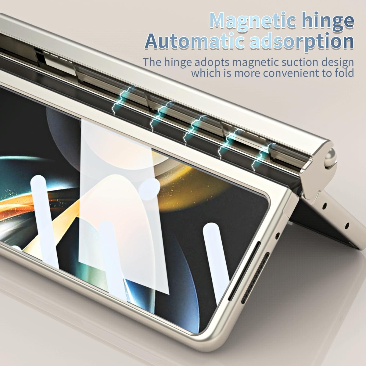 For Samsung Galaxy Z Fold4 5G Foldable Phone Case With Pen Slot - Electroplated - Blue