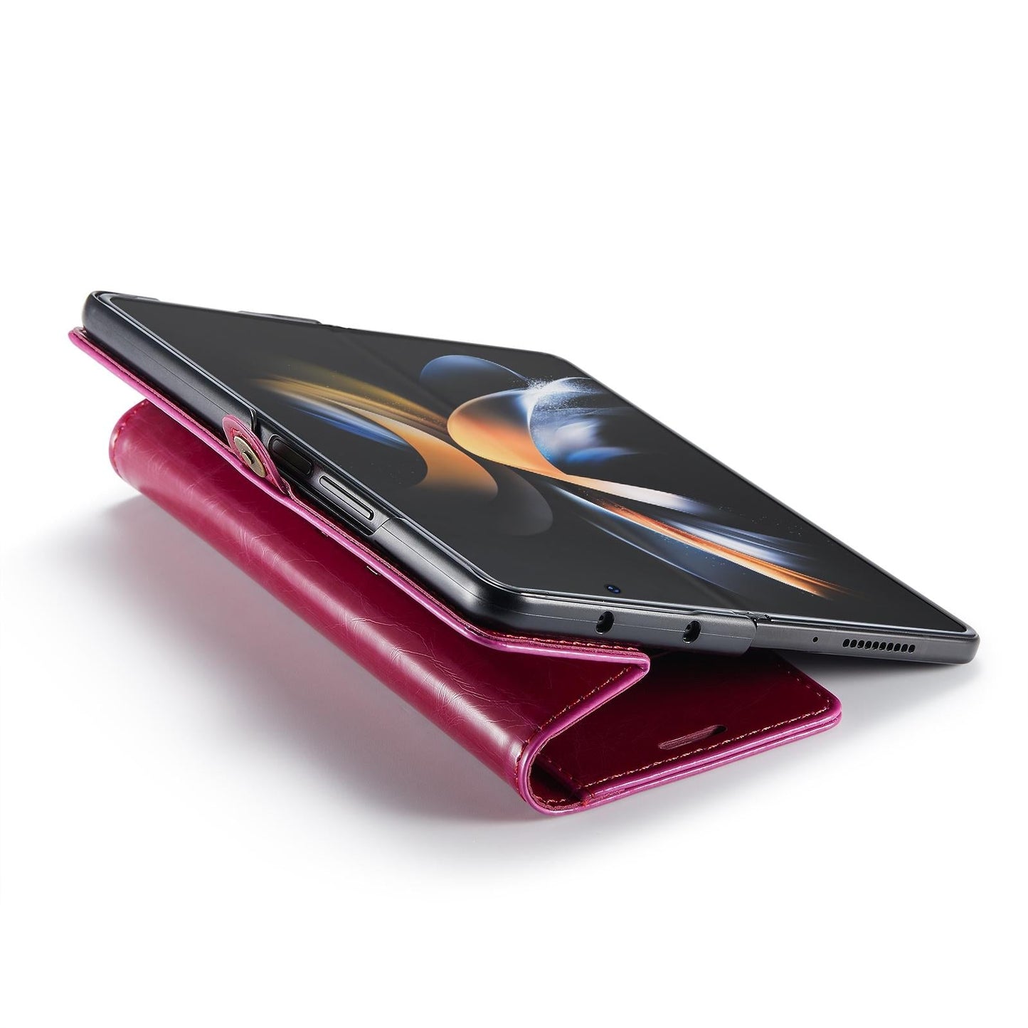 For Samsung Galaxy Z Fold4 5G Premium Crazy Horse Leather Phone Case - Rose Gold