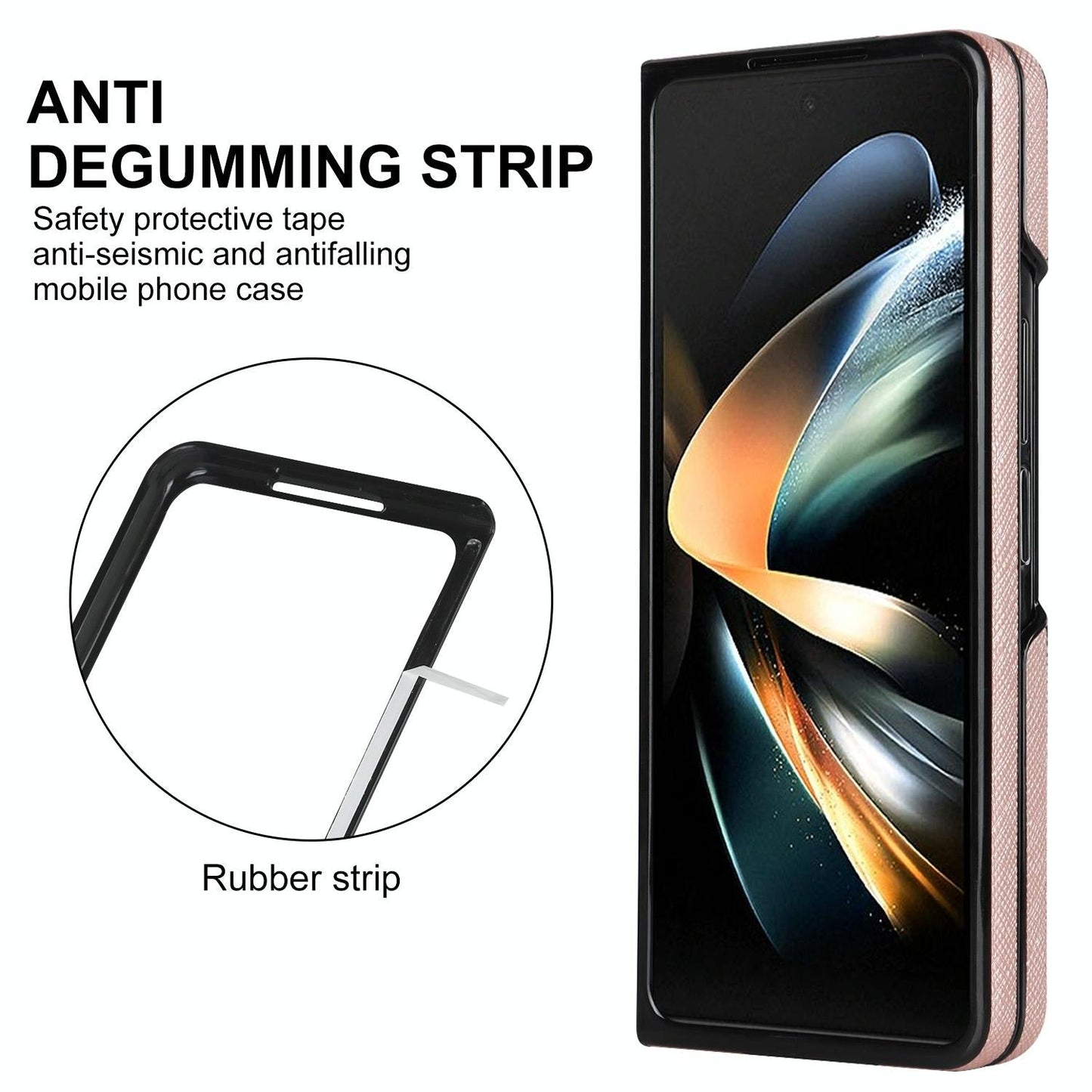 For Samsung Galaxy Z Fold4 5G Foldable Cross Pattern Phone Case - Compact Design - Rose Gold