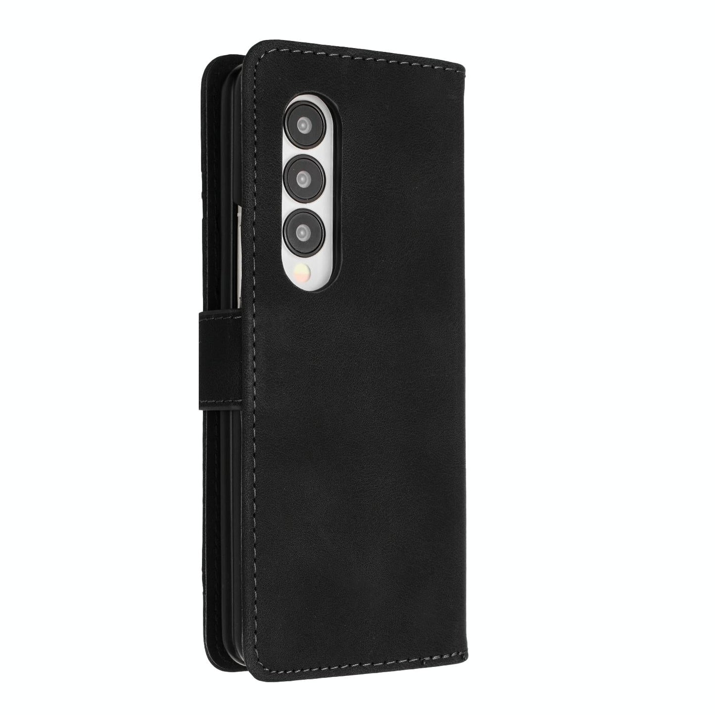 For Samsung Galaxy Z Fold4 5G Smooth Leather Phone Case - Line Pattern - Coffee