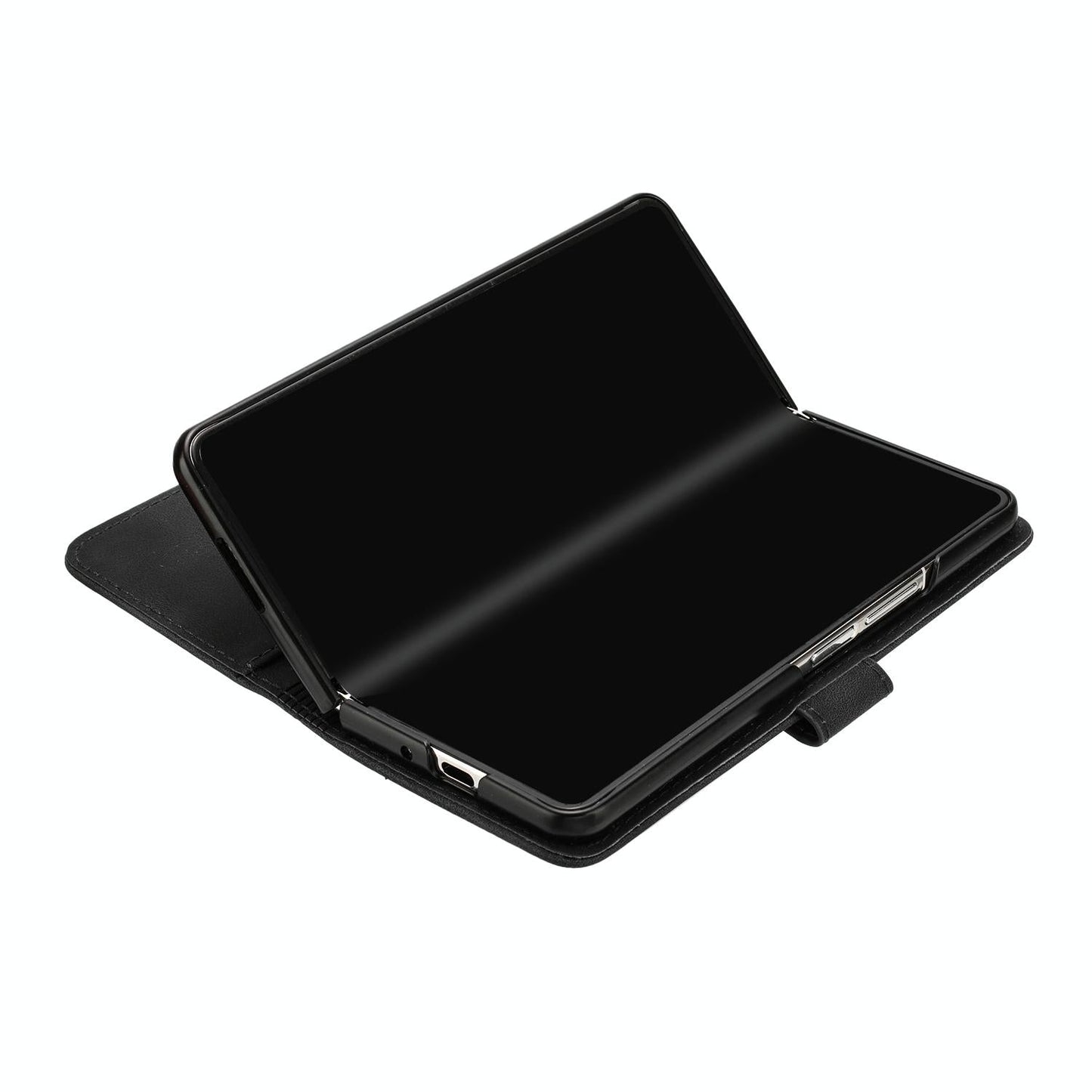 For Samsung Galaxy Z Fold4 5G Smooth Leather Phone Case - Line Pattern - Coffee