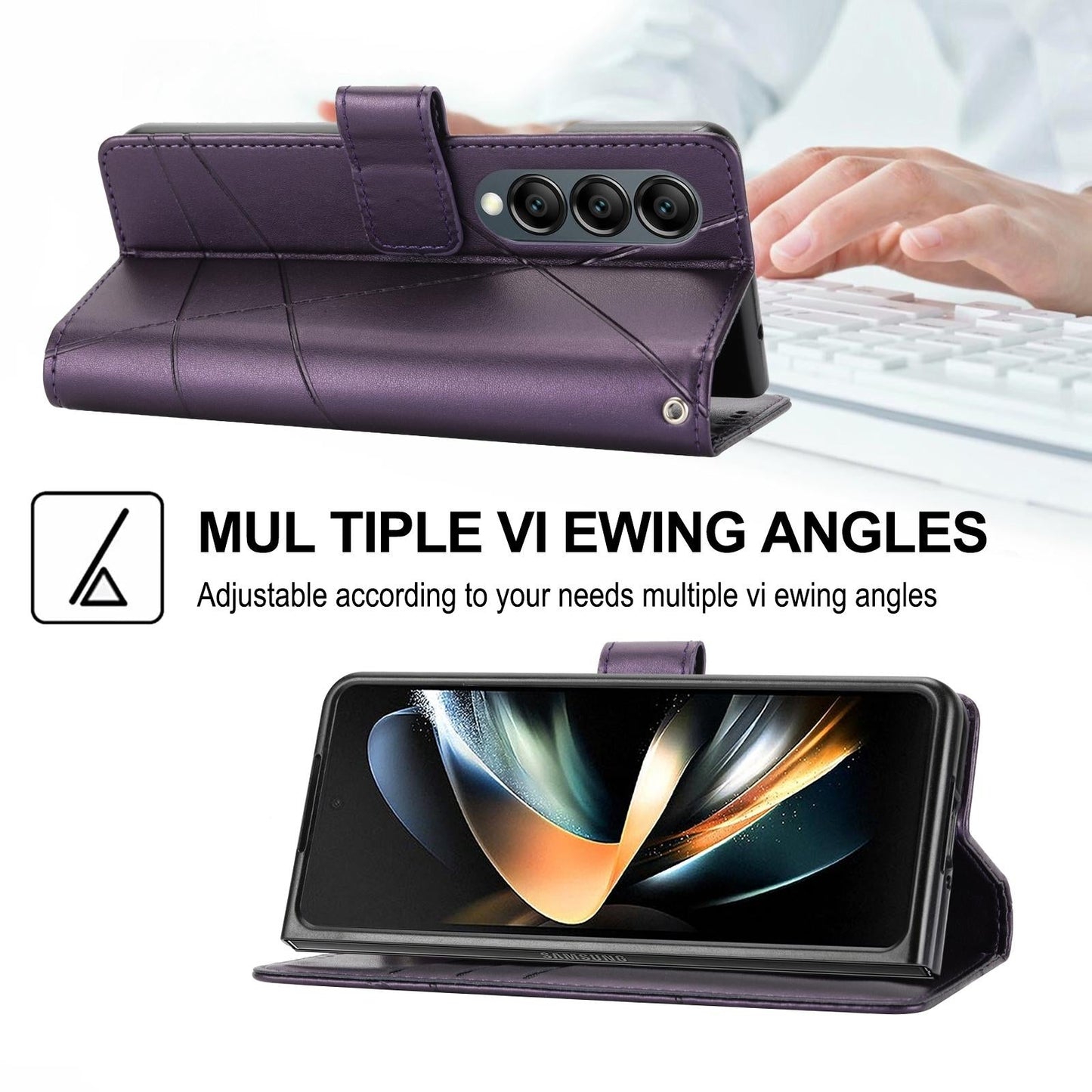 For Samsung Galaxy Z Fold4 5G Embossed Pu Leather Phone Case - Green