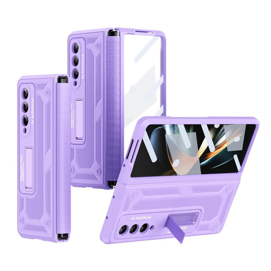 For Samsung Galaxy Z Fold4 5G Telescopic Hinge Foldable Phone Case With Stand - Purple