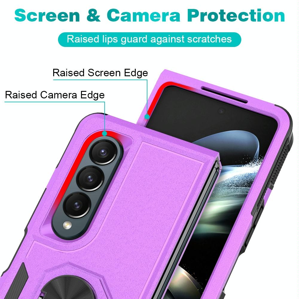 For Samsung Galaxy Z Fold4 5G Tpu Shockproof Case With Ring - 2 In 1 Design - Pink