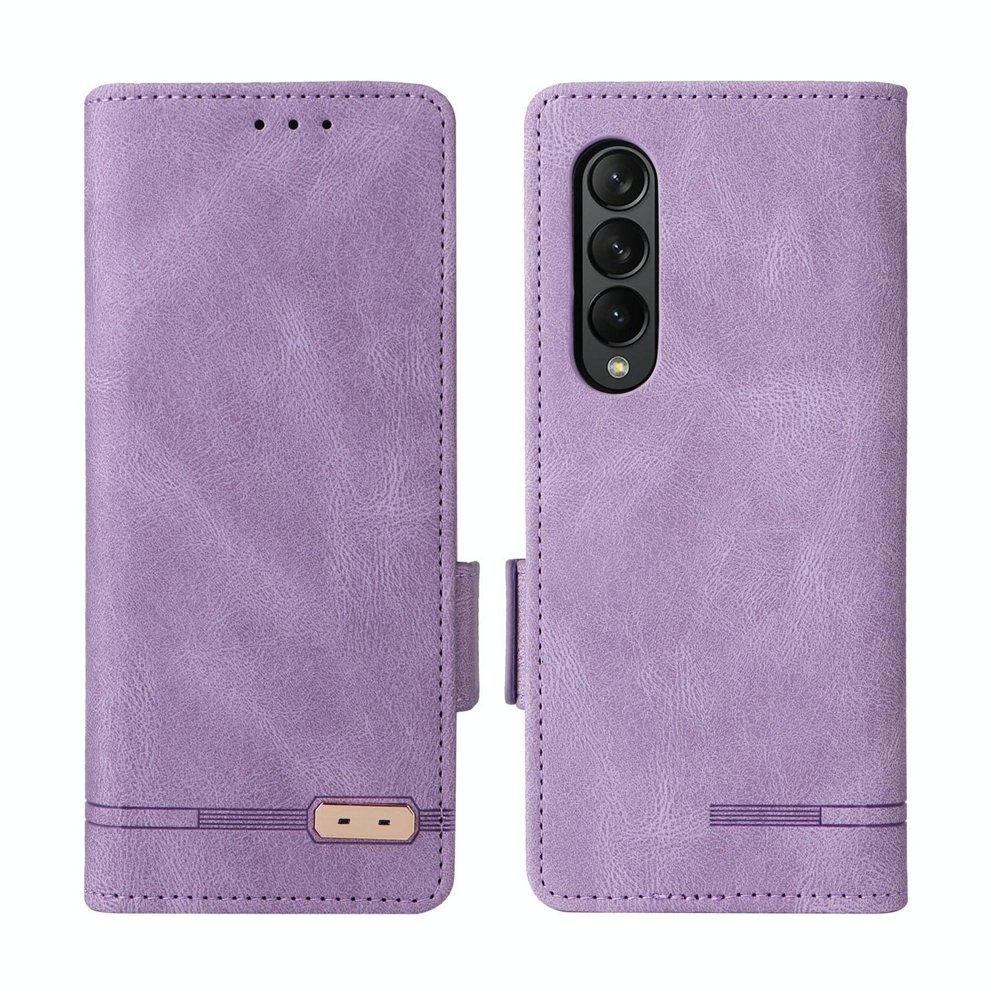 For Samsung Galaxy Z Fold4 5G Leather Flip Case With Magnetic Clasp - Brown
