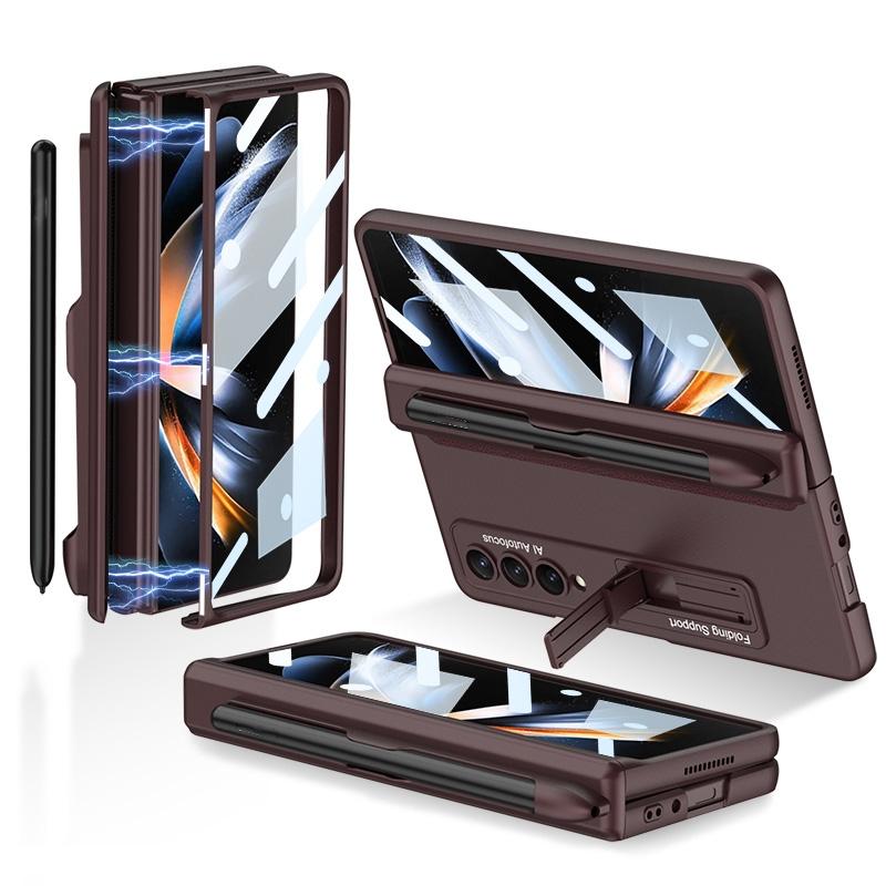For Samsung Galaxy Z Fold4 5G Foldable Magnetic Flip Case With Holder & Pen Slot - Gkk - Gold