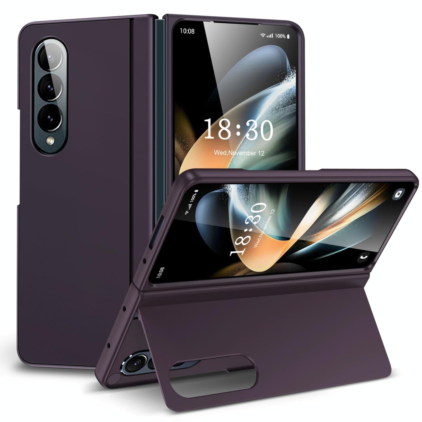 For Samsung Galaxy Z Fold4 5G Foldable Phone Case With Holder - Full Coverage - Dark Purple