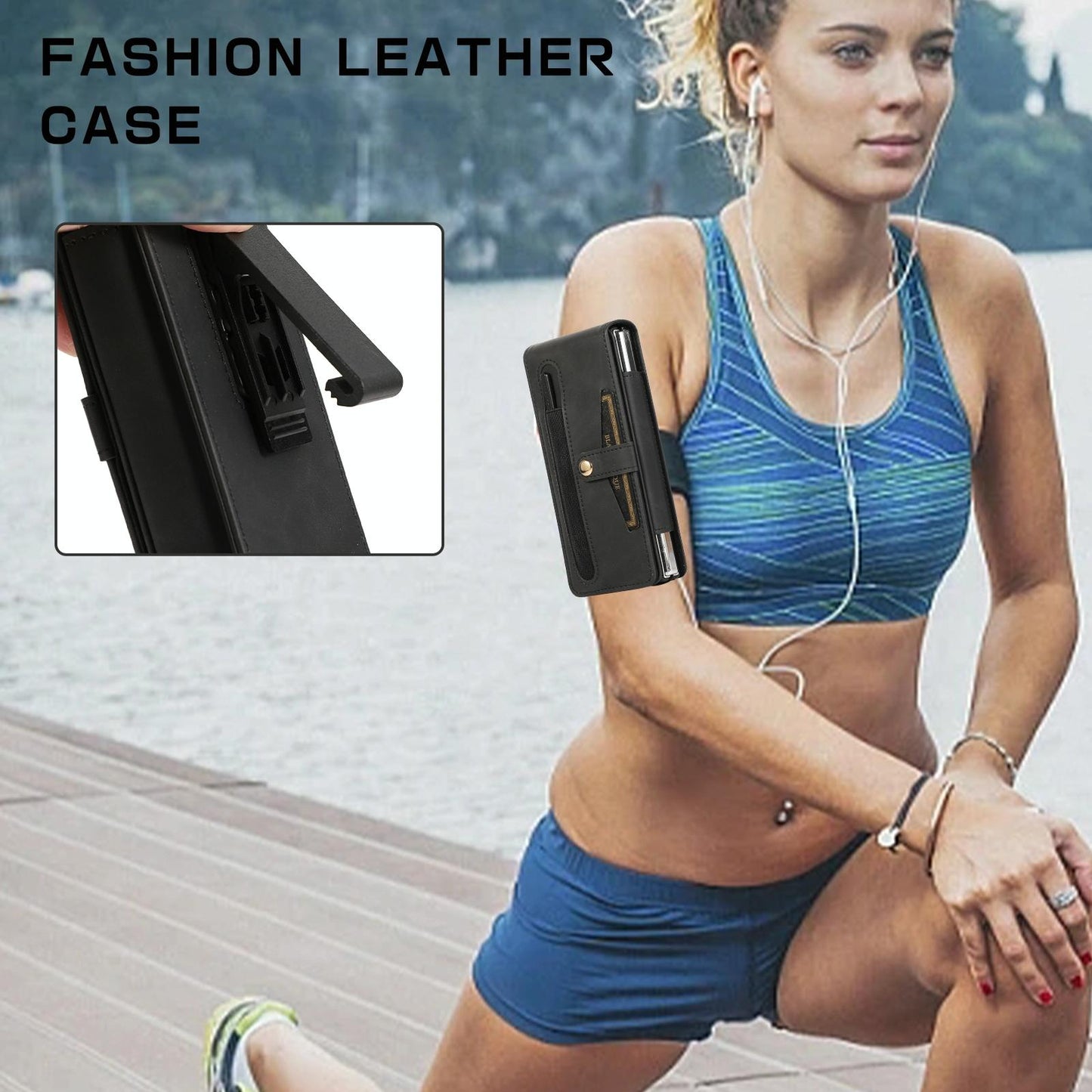 For Samsung Galaxy Z Fold4 5G Leather Folding Phone Case - Blue