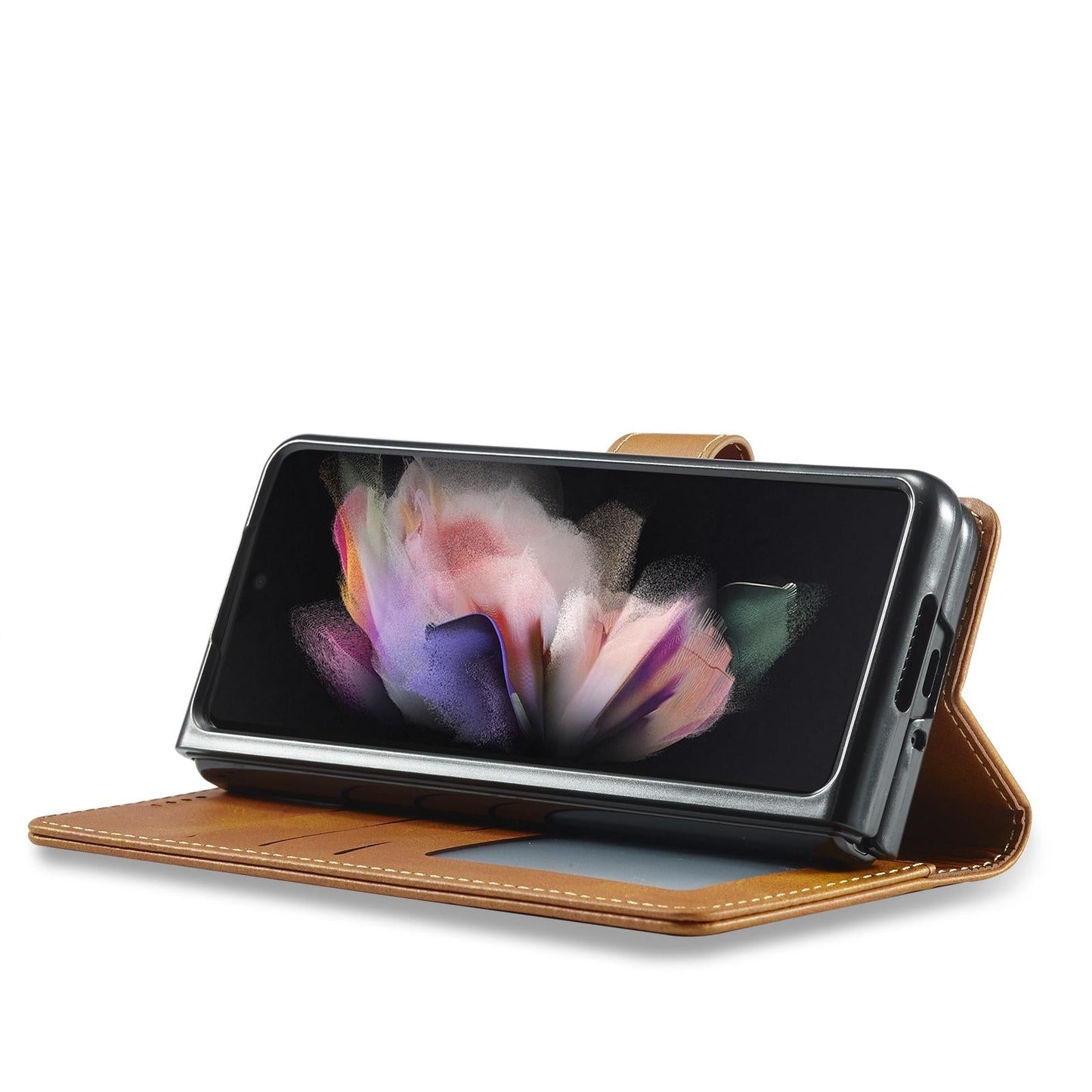 For Samsung Galaxy Z Fold4 5G Calf Leather Phone Case - Yellow