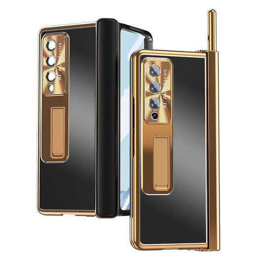 For Samsung Galaxy Z Fold4 5G Shockproof Aluminum Double Hinge Case - Black Gold