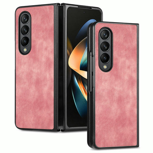 For Samsung Galaxy Z Fold4 5G Pu Back Cover - Solid Colour - Pink