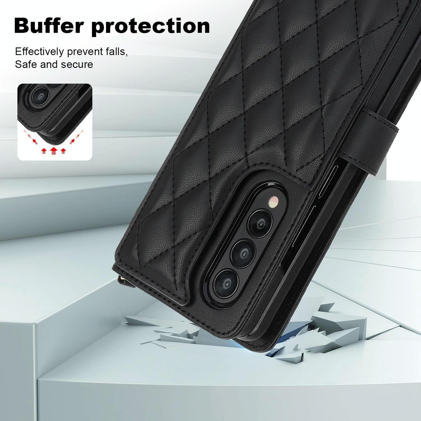 For Samsung Galaxy z Fold4 5G Multifunctional Rhombic Leather Crossbody Phone Case - Purple