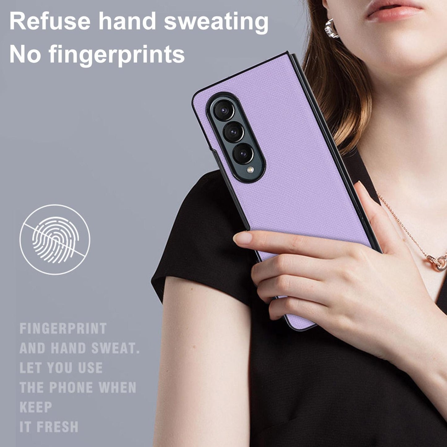 For Samsung Galaxy Z Fold4 5G Foldable Cross Pattern Phone Case - Compact Design - Purple