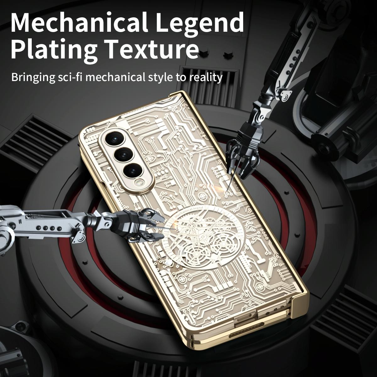For Samsung Galaxy Z Fold4 5G Foldable Electroplated Phone Case - Mechanical Legend 4. - Blue