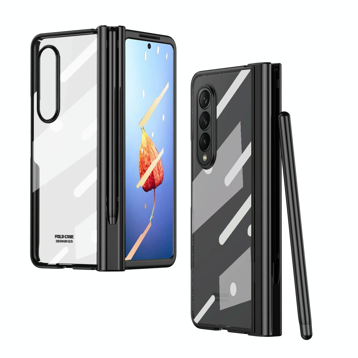 For Samsung Galaxy Z Fold4 5G Case With Pen Slot - Electroplated Full Body - Transparent