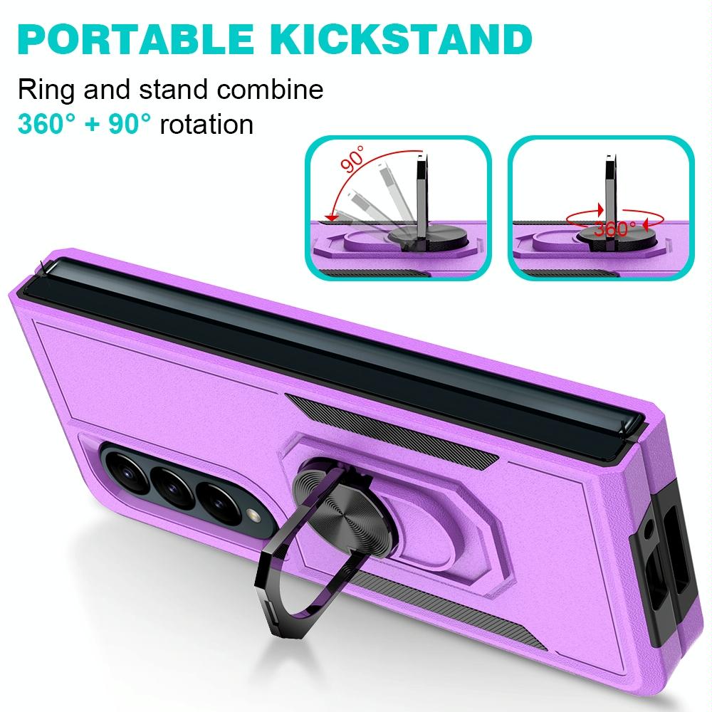 For Samsung Galaxy Z Fold4 5G Tpu Shockproof Case With Ring - 2 In 1 Design - Purple