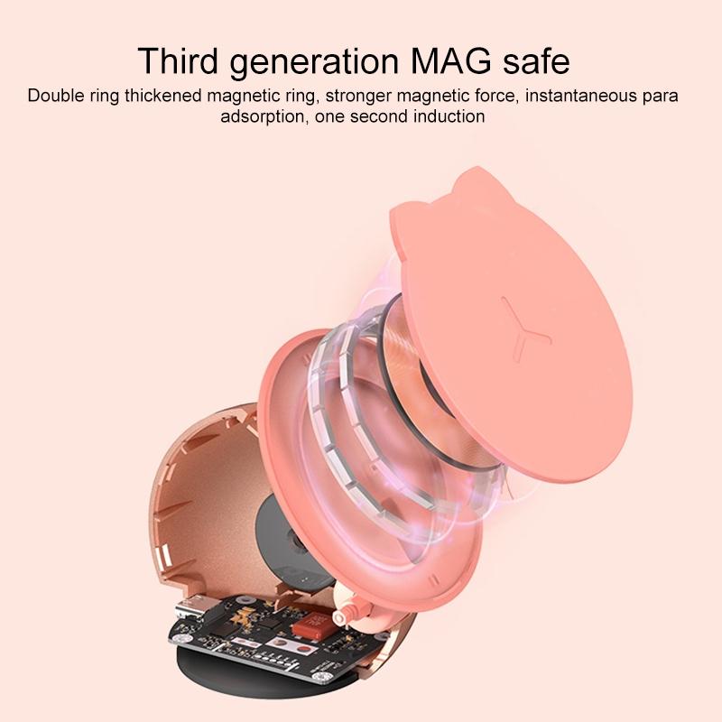 Adorable Magnetic Cat Wireless Charger Stand - Pink