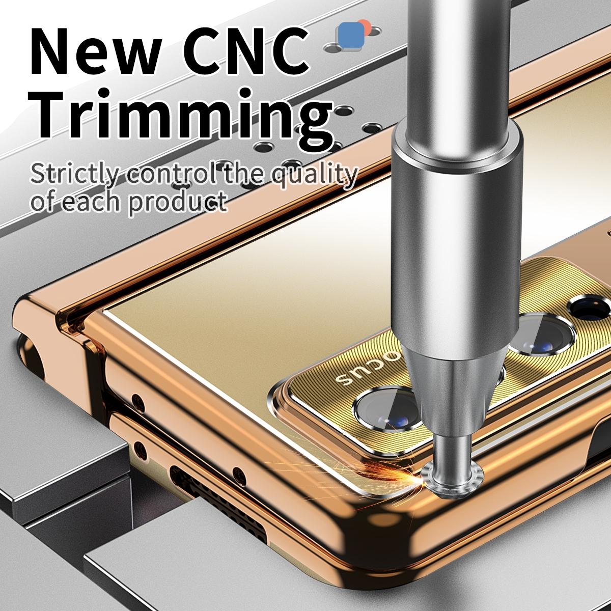 For Samsung Galaxy Z Fold4 5G Shockproof Aluminum Double Hinge Case - Champagne Gold