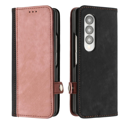 For Samsung Galaxy Z Fold4 5G Leather Phone Case With Side Buckle - Pink