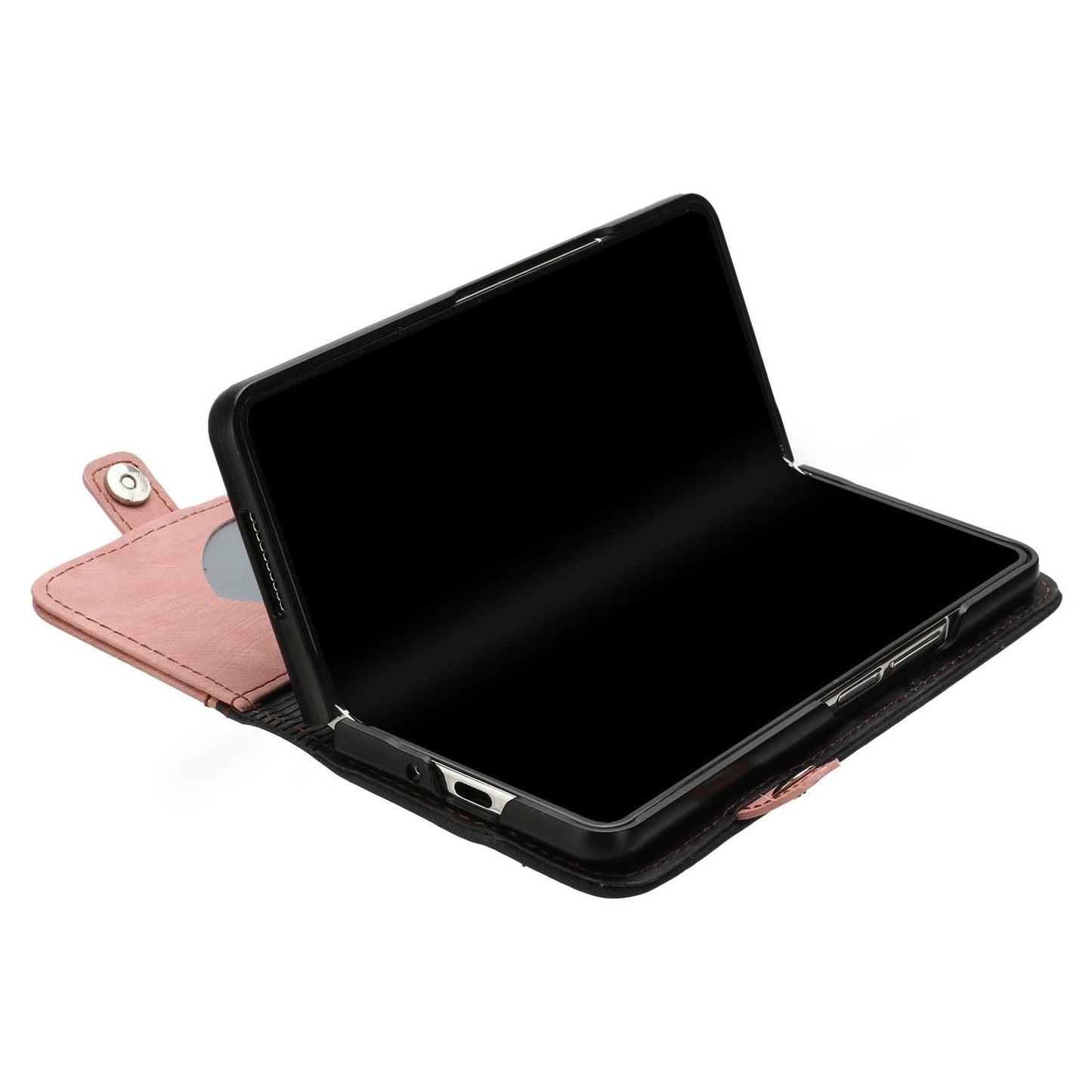 For Samsung Galaxy Z Fold4 5G Leather Phone Case With Side Buckle - Pink