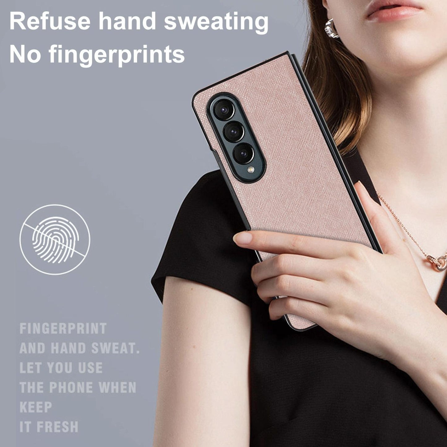 For Samsung Galaxy Z Fold4 5G Foldable Cross Pattern Phone Case - Compact Design - Brown