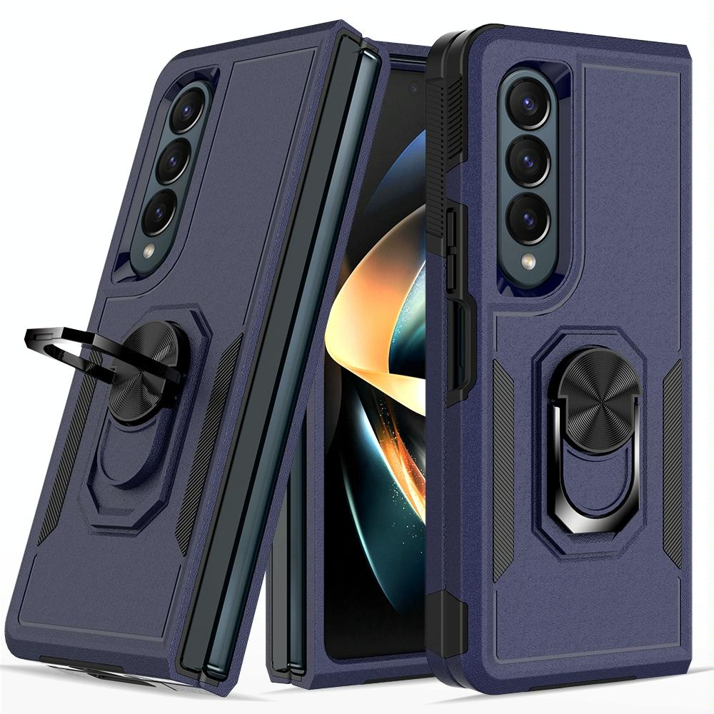 For Samsung Galaxy Z Fold4 5G Tpu Shockproof Case With Ring - 2 In 1 Design - Black