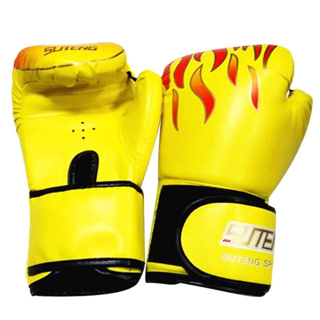 Adult Flame Pattern Pu Leather Boxing Gloves - Green
