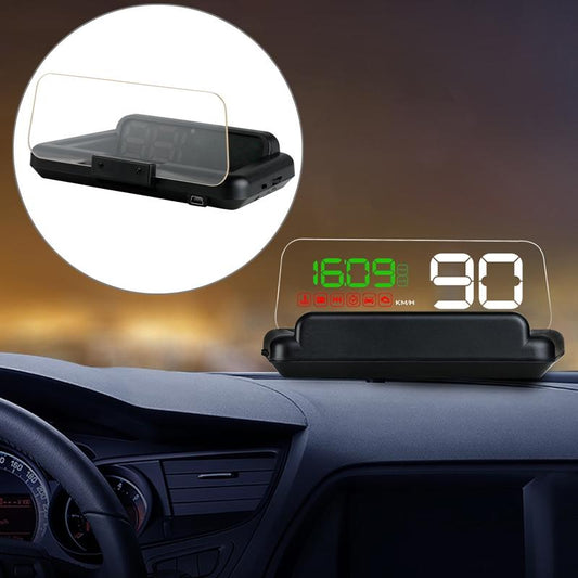 Virtual Hd Car Hud Display Speed Rpm Water Temp Oil Consumption Distance / Time Voltage Over Speed Alarm - Green