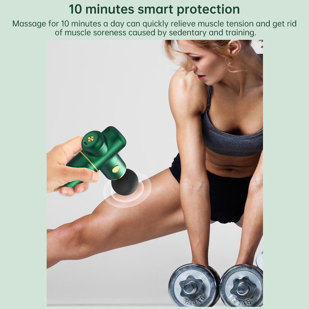 4-Head Portable Muscle Massage Gun For Sports - Green