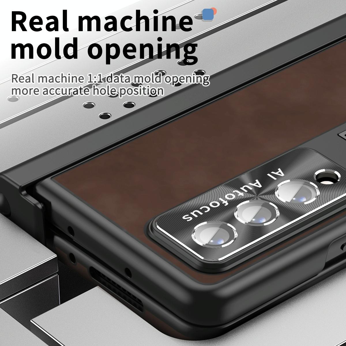 For Samsung Galaxy Z Fold4 5G Magnetic Phone Case - Napa Pattern - Brown