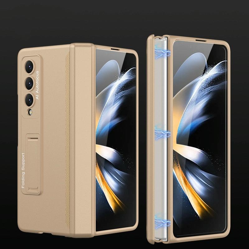For Samsung Galaxy Z Fold4 5G Foldable Magnetic Hinged Case - Champagne Gold