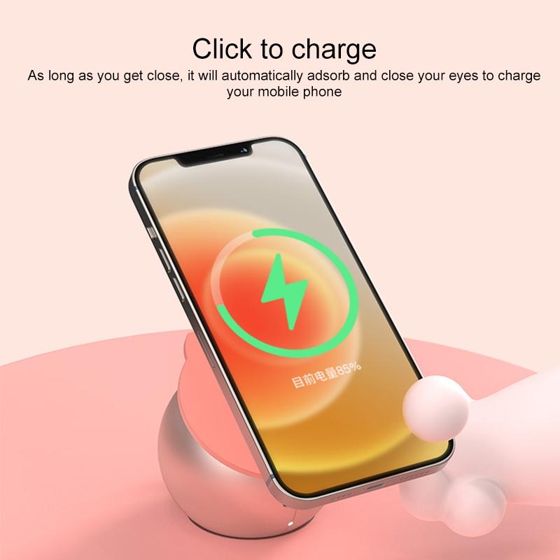 Adorable Magnetic Cat Wireless Charger Stand - Grey