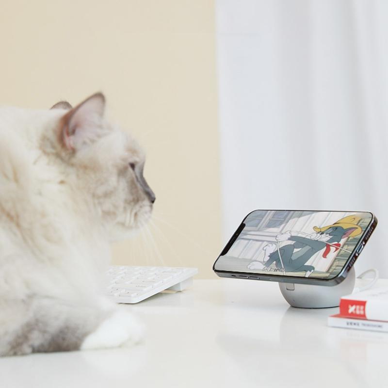 Adorable Magnetic Cat Wireless Charger Stand - Grey