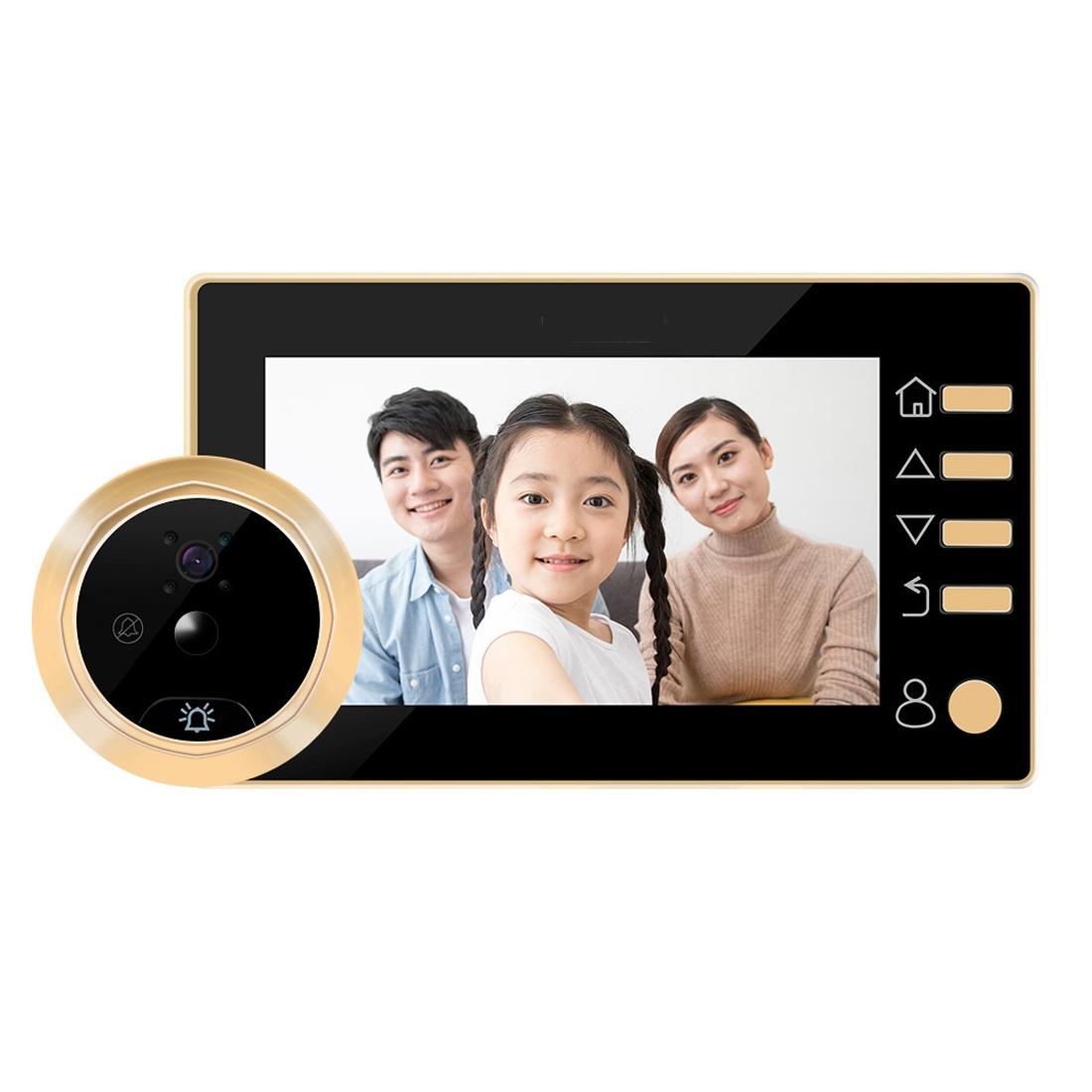Smart Digital Door Viewer With Motion Detection And Video Alarm - 4.3 Screen - Tf Card Support - Gold