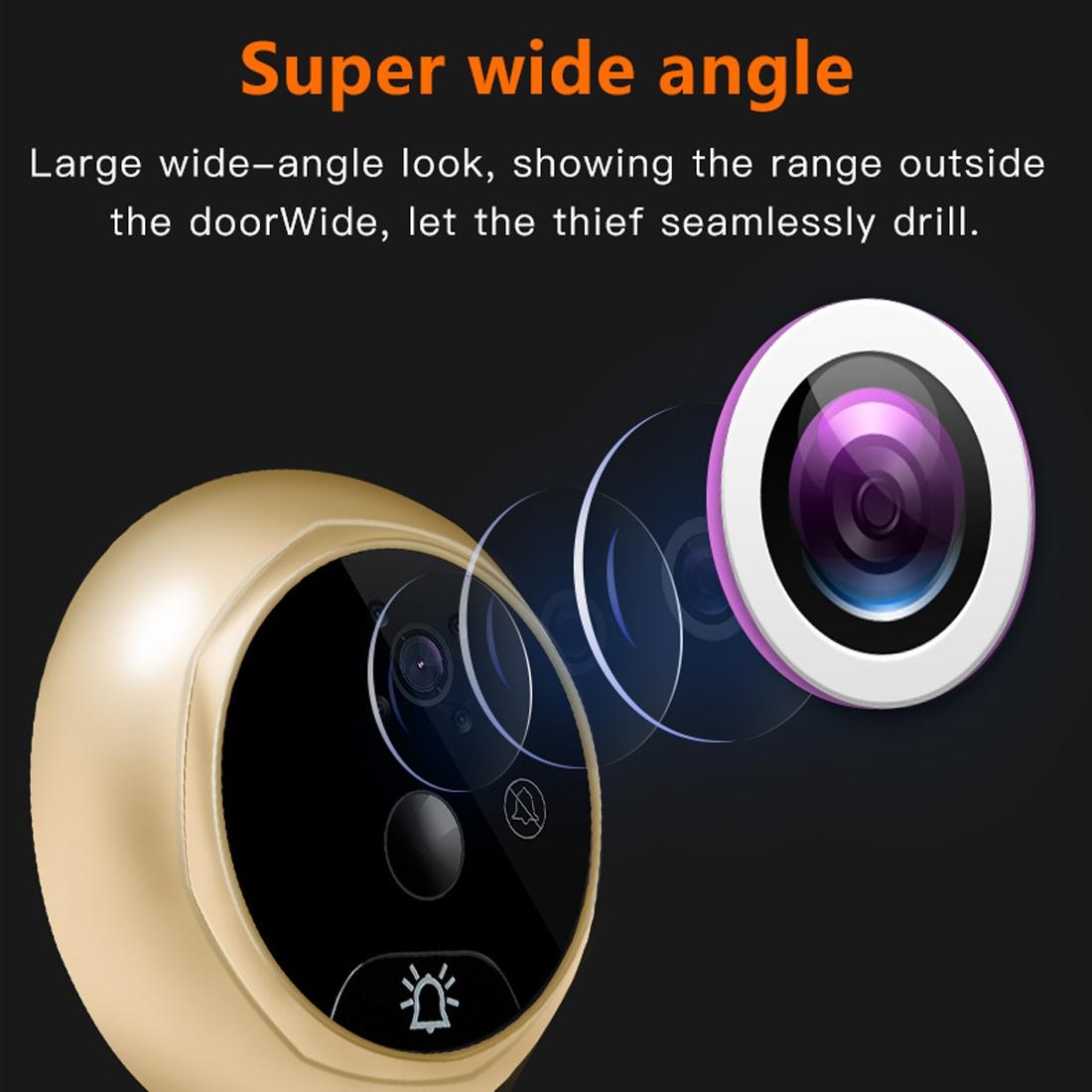 Smart Digital Door Viewer With Motion Detection And Video Alarm - 4.3 Screen - Tf Card Support - Gold