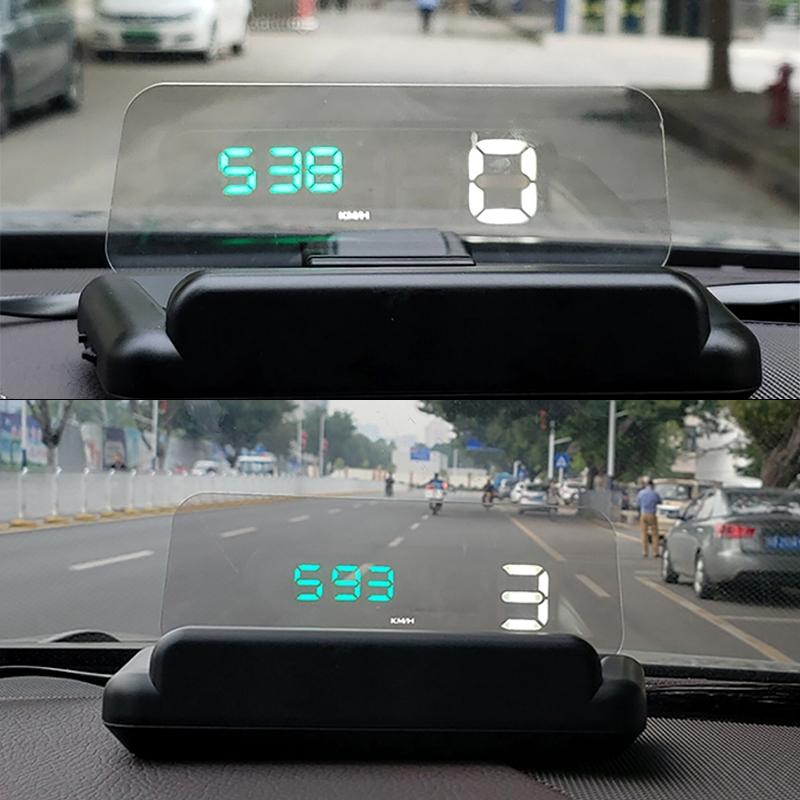 Virtual Hd Car Hud Display Speed Rpm Water Temp Oil Consumption Distance / Time Voltage Over Speed Alarm - Blue