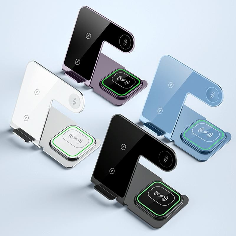 15W 3 In 1 Aluminum Wireless Charger - Blue