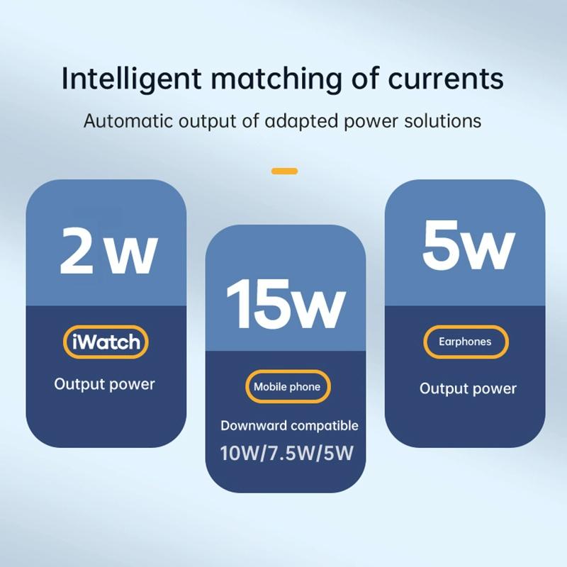 15W 3 In 1 Aluminum Wireless Charger - Blue