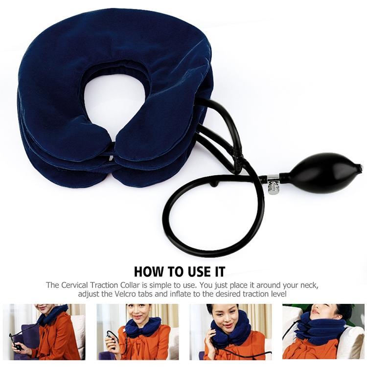 Full Cashmere Cervical Traction Instrument Neck Massage & Support - Blue