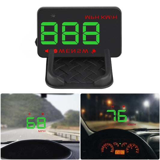 3.5 Inch Car Hud With Gps 2 Display Modes Light Sensors Speed & Compass Speed Alarm - Green Light