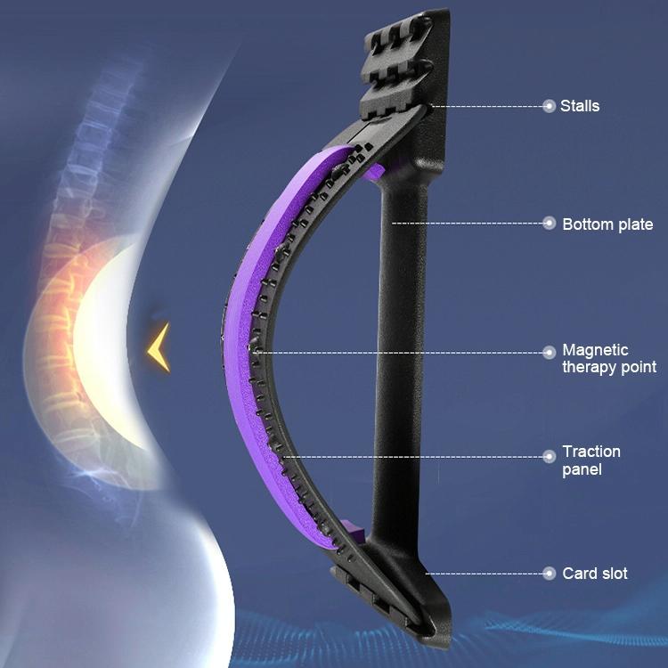 Back Pain Relief Device Lumbar Traction Stretcher - Black Purple