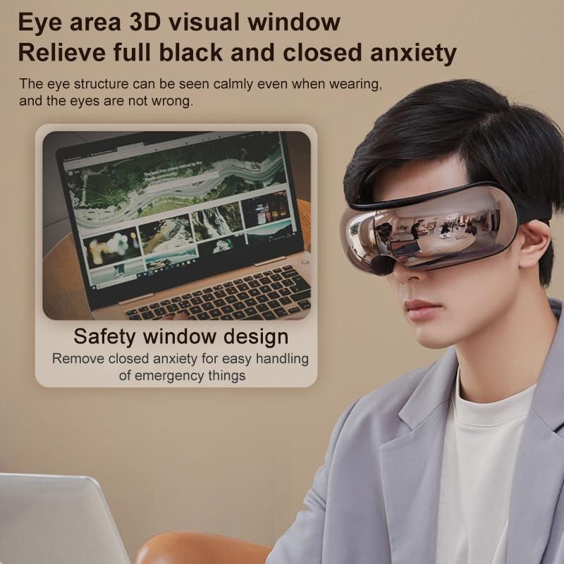 Smart Eye Massager With Hot Compress Air Pressure & Vibration - Light Smoke