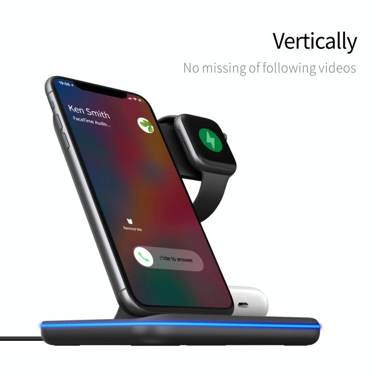 3 In 1 Magnetic Wireless Charger With Touch Ring Light - White