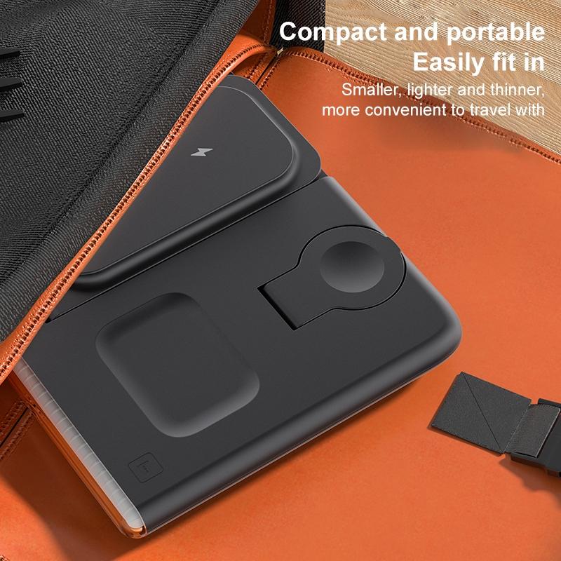 Foldable 15W Magnetic Wireless Charger With Ambient Light - White