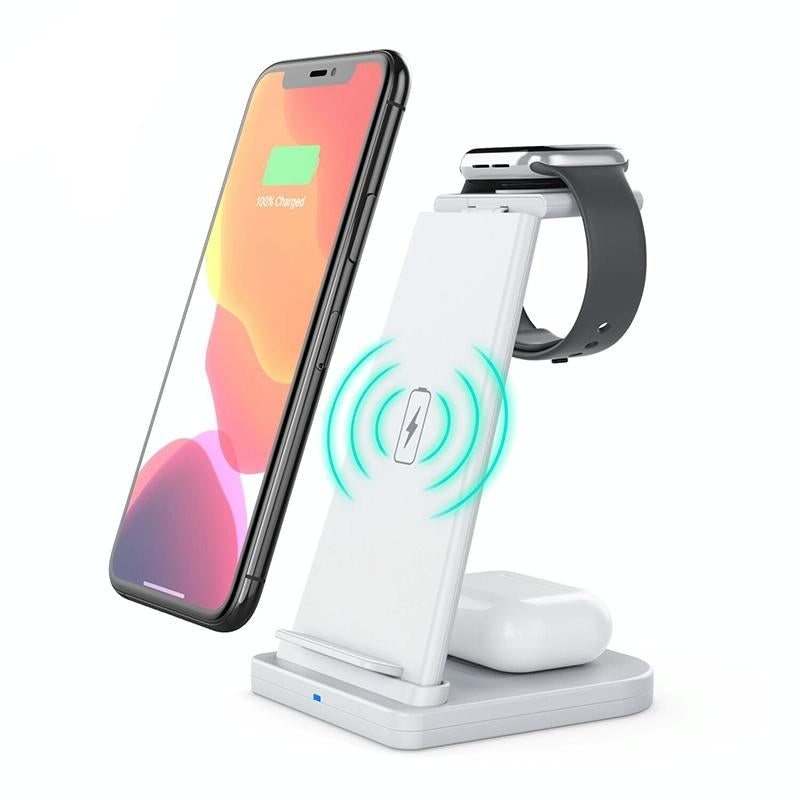 3 In 1 Foldable Charging Stand For Iphones Apple Watch And Airpods - White